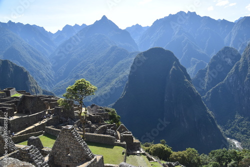 Machu Picchu and the surrounding mountains of the Urubamba Valley in Peru photo