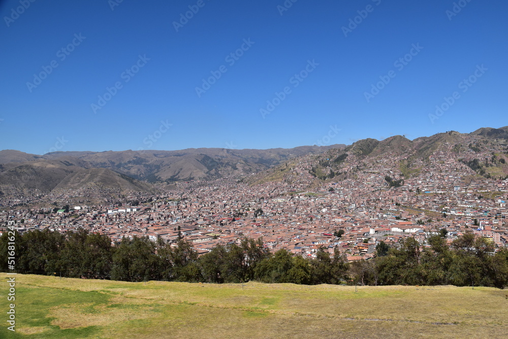 Aerial view over the town of Cuzco (Cusco) in Peru