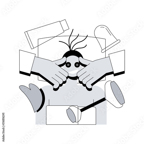 Facial massage abstract concept vector illustration. Spa treatment, face and neck lifting, professional skincare, wellness and relax, cosmetology clinic, thai salon, beauty abstract metaphor.