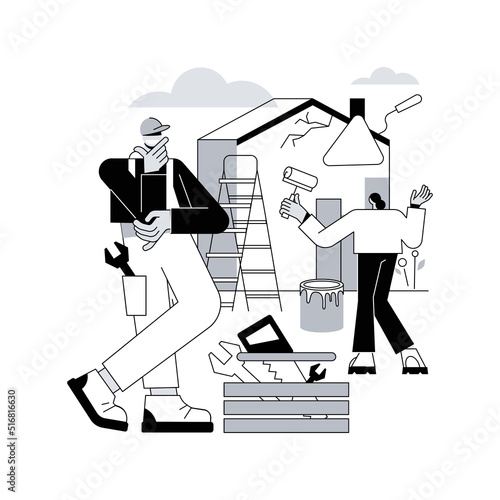 House renovation abstract concept vector illustration. Property remodeling ideas and tips, construction services, potential buyer, house listing, renovation design project abstract metaphor.