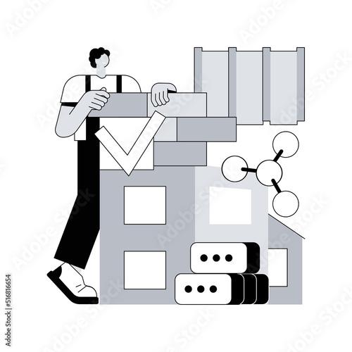 Innovative construction materials abstract concept vector illustration. Construction technology innovation, hi-tech bulding resource, smart brick, nanotechnology, light concrete abstract metaphor.