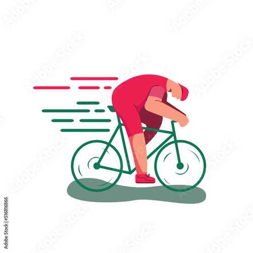 A man on a bicycle. a man riding a road bike. Vector flat illustration.