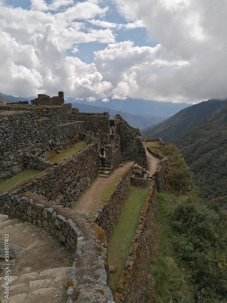 The mountains and valleys of the hike to the Inca Trail in Peru