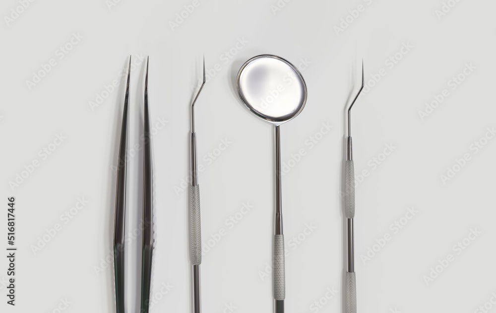 dental cleaning kit 3d rendering on white background dental cleaning kit 3d rendering on white background