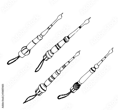 Yad vector illustration. Torah pointer ink drawing.