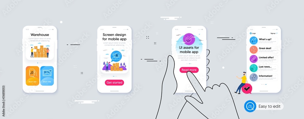 Outline set of Takeaway coffee, Music app and Cleaning liquids line icons for web application. Phone ui interface. Include Edit statistics, Smartphone target, Remove image icons. Vector Outline set of Takeaway coffee, Music app and Cleaning liquids line icons for web application. Phone ui interface. Include Edit statistics, Smartphone target, Remove image icons. Vector