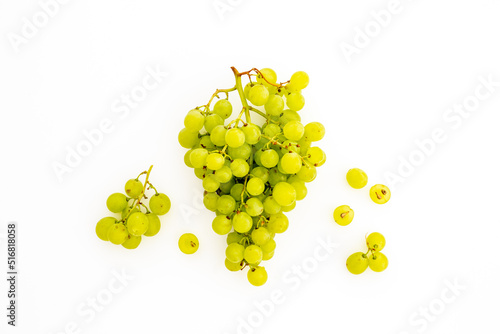 Big bunch of green grapes. Organic fruits nad berries background