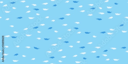 Seamless Wave Pattern, Hand drawn cute water vector background. Watercolor sea brush smears, baby paint lines design