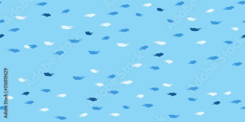 Seamless Wave Pattern, Hand drawn cute water vector background. Watercolor sea brush smears, baby paint lines design