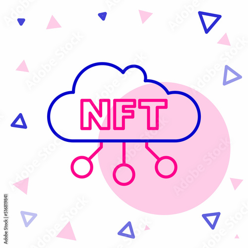 Line NFT cloud icon isolated on white background. Non fungible token. Digital crypto art concept. Colorful outline concept. Vector