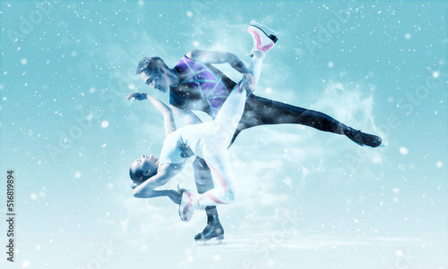 Lift. Duo figure skating in action