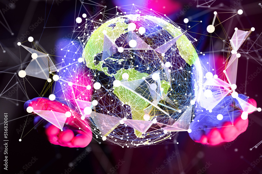 Global network connection. World map point and line composition concept Global network connection. World map point and line composition concept