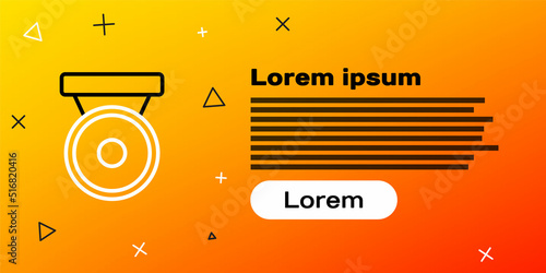 Line Boxing gong icon isolated on yellow background. Boxing bell. Colorful outline concept. Vector