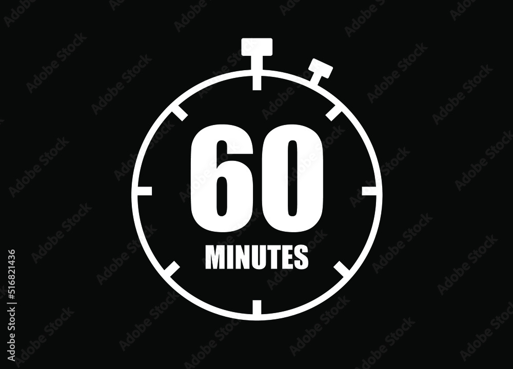 60 Minutes. Simple timer clock. Vector with black background. 60 Minutes. Simple timer clock. Vector with black background.
