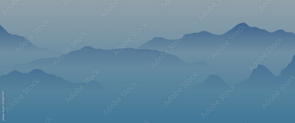 Foggy mountain layers scenery landscape vector illustration, perfect ...