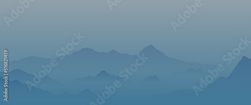 Foggy mountain layers scenery landscape vector illustration, perfect for desktop background, wallpaper, screensaver, illustration, art, typography background, website background