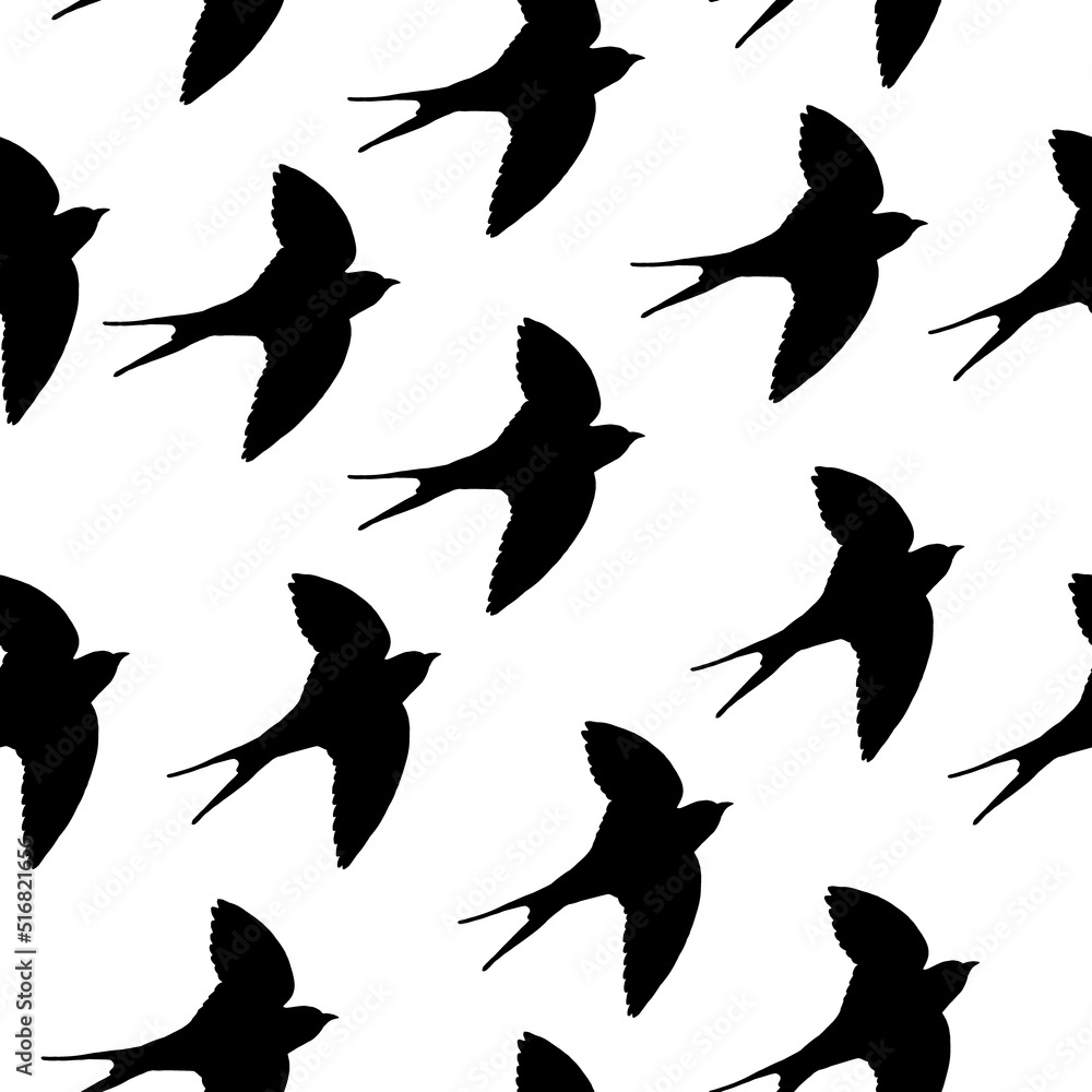 Seamless pattern of a swallow bird on a white background.Vector pattern can be used in textiles, wallpaper, postcards. Seamless pattern of a swallow bird on a white background.Vector pattern can be used in textiles, wallpaper, postcards.