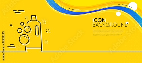 Clean bubbles line icon. Abstract yellow background. Laundry shampoo sign. Clothing cleaner symbol. Minimal clean bubbles line icon. Wave banner concept. Vector