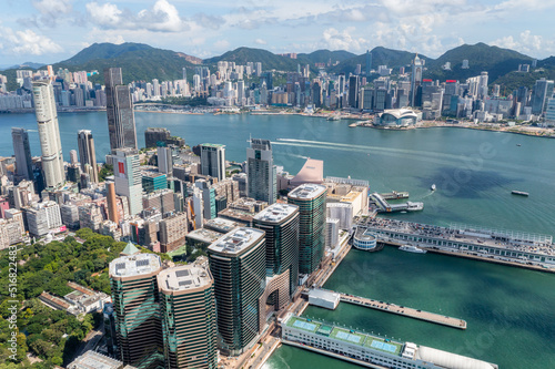 Wall Mural Tsim Sha Tsui, Hong Kong Drone fly over Hong Kong city