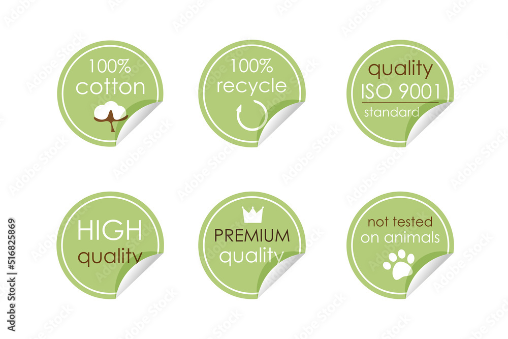 Set of Round Product Quality Stickers Set of Round Product Quality Stickers