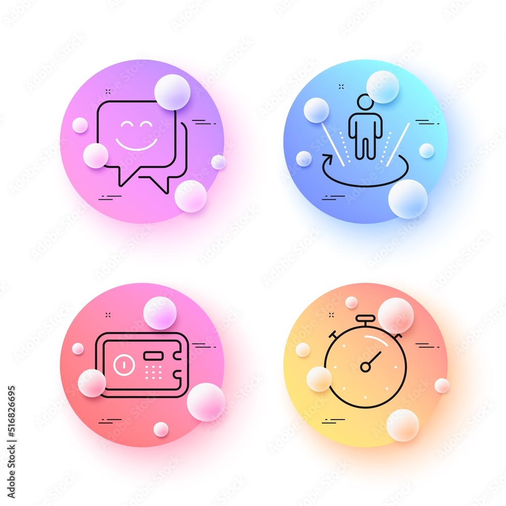 Augmented reality, Safe box and Smile face minimal line icons. 3d spheres or balls buttons. Timer icons. For web, application, printing. Virtual reality, Deposit, Chat. Deadline management. Vector Augmented reality, Safe box and Smile face minimal line icons. 3d spheres or balls buttons. Timer icons. For web, application, printing. Virtual reality, Deposit, Chat. Deadline management. Vector