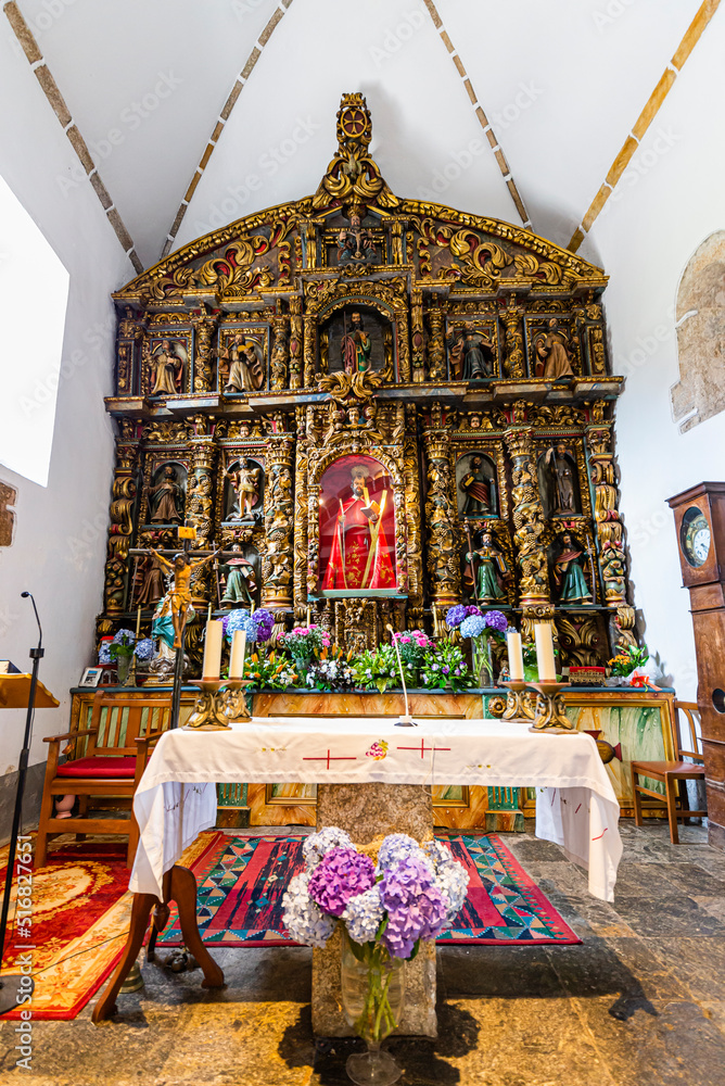 Interior of Sanctuary of San Andrés de Teixido, La Coruña, Galicia, Spain.