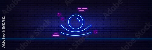 Neon light glow effect. Elastic material line icon. Resilience or flexibility sign. Flexible pressure symbol. 3d line neon glow icon. Brick wall banner. Elastic material outline. Vector