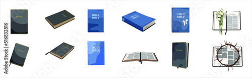 Set of Holy Bible on white background