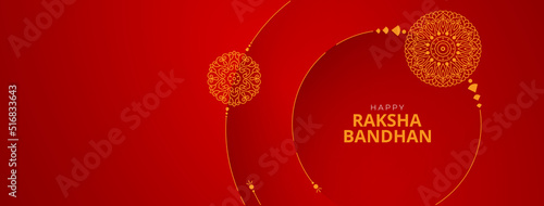 Happy Raksha Bandhan Banner Design Template with Rakhi Illustration