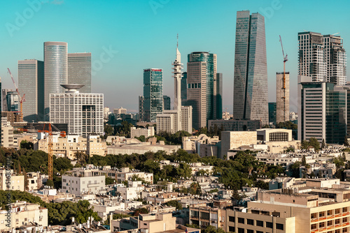 city skyline panoramic view  Tel Aviv  Israel 7.2022 buildings and skyscrapers in the center of the city