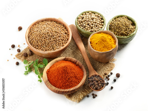 Fototapeta Naklejka Na Ścianę i Meble -  various spices on white background