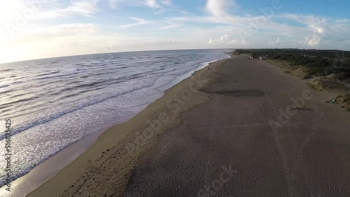 Aerial view of the sea and beach without anyone