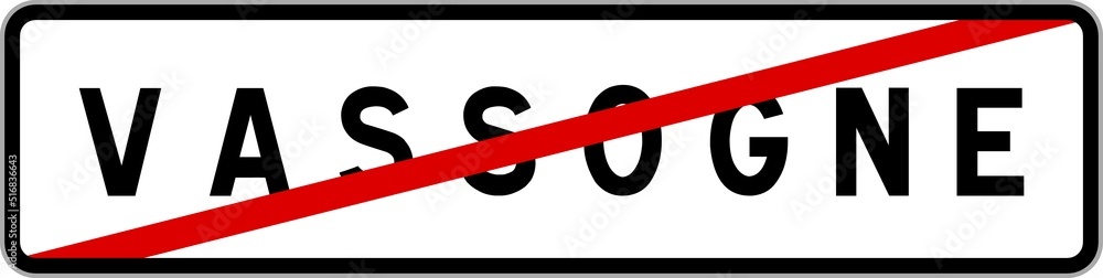 Panneau sortie ville agglomération Vassogne / Town exit sign Vassogne Panneau sortie ville agglomération Vassogne / Town exit sign Vassogne