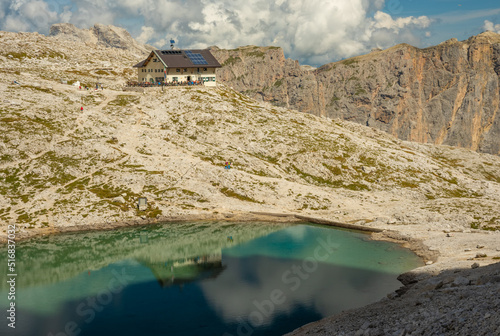 rifugio Pisciadu on Sella Ronda Dolomites Italy photo