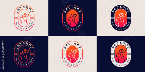 Set of pets shop logo design collection with modern emblem style Premium Vektor