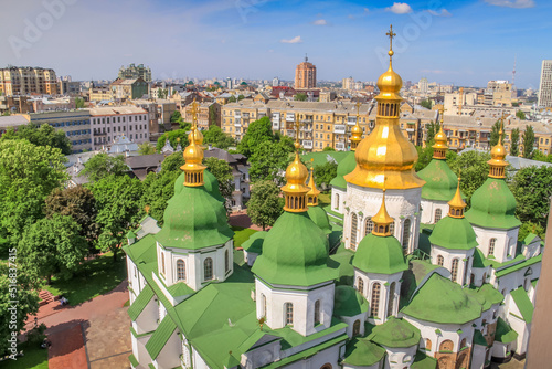 Above Sophia Cathedral in Kyiv at sunny day - Ukraine