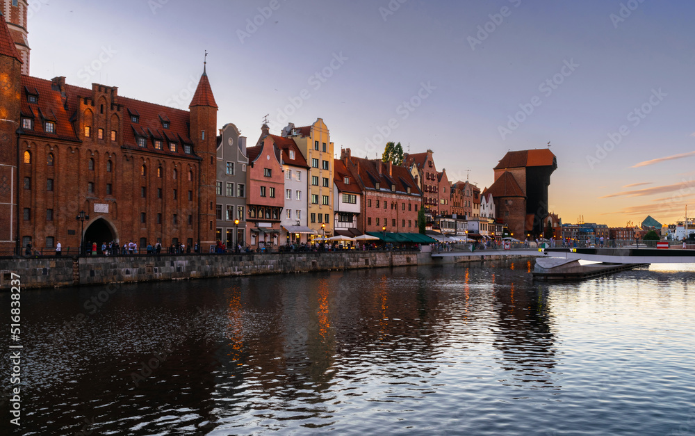 Naklejka premium Evening view of the city of Gdansk