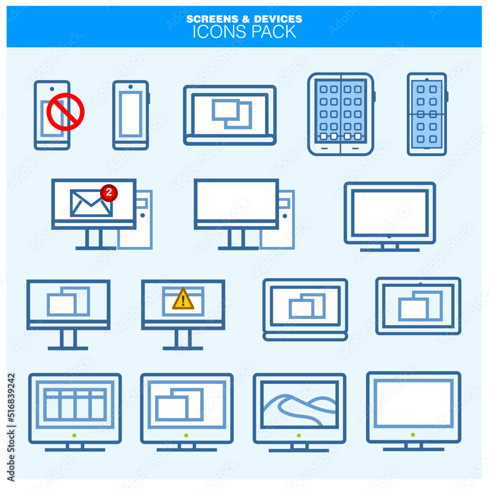 Computers Mobile & laptop set of icons for business Computers Mobile & laptop set of icons for business