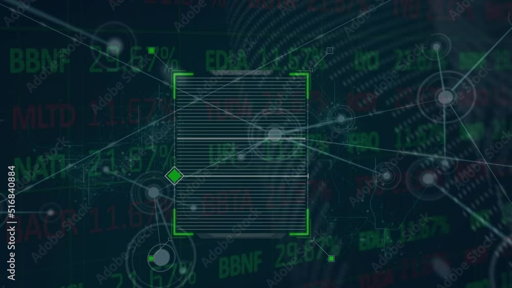 Animation of network of connections and data processing on black background Animation of network of connections and data processing on black background