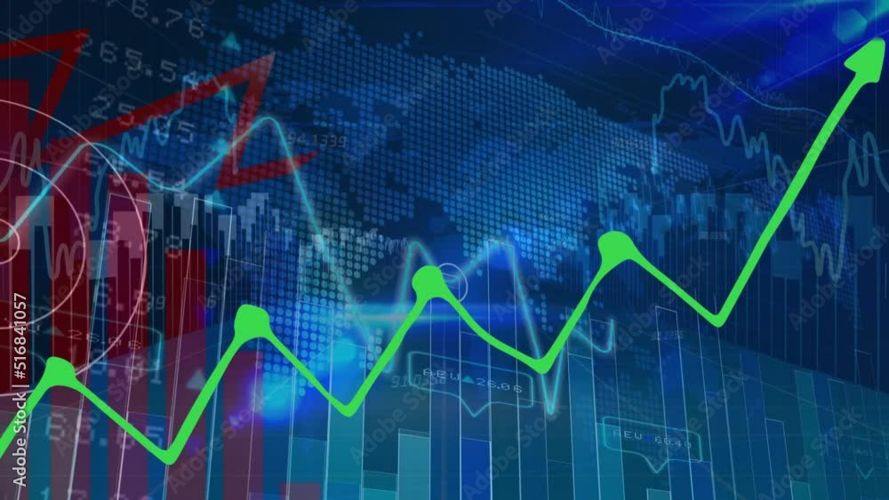 Animation of data processing on blue background