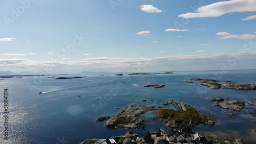 Coastline in Norway, sparkling ocean, beautiful scenery