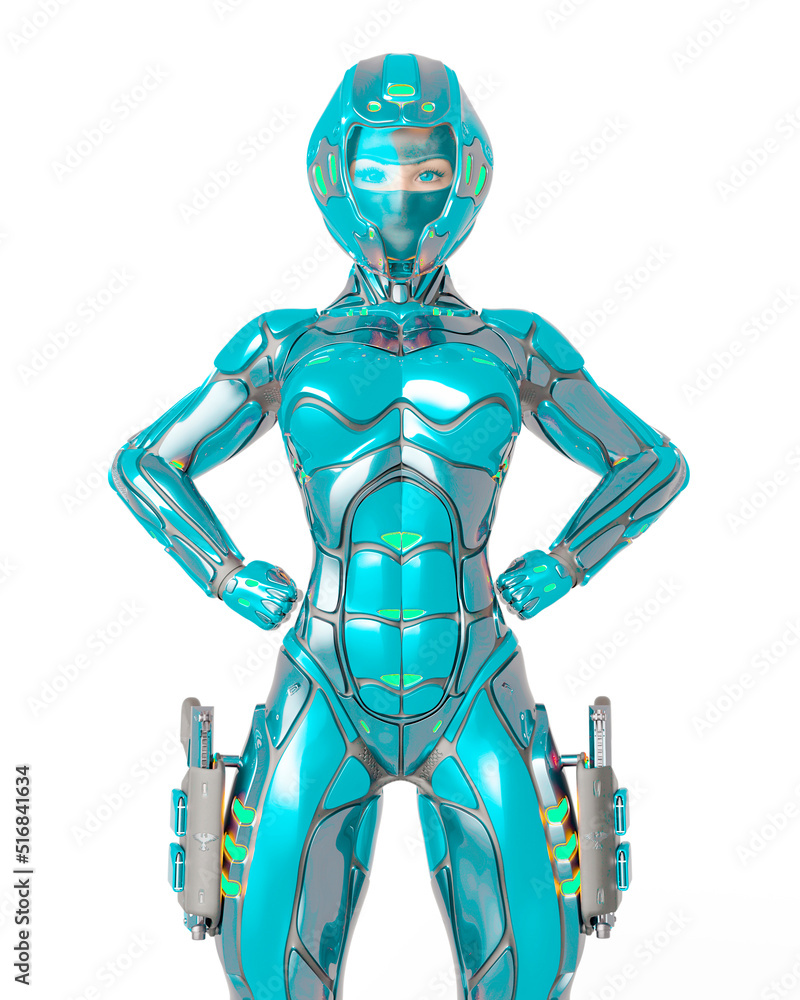 astronaut girl on sci-fi suit is doing a superhero power pose astronaut girl on sci-fi suit is doing a superhero power pose