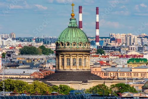 Dome of Kazan (Kazansky) cathedral seen from top of St. Isaac's cathedral, Saint Petersburg, Russia