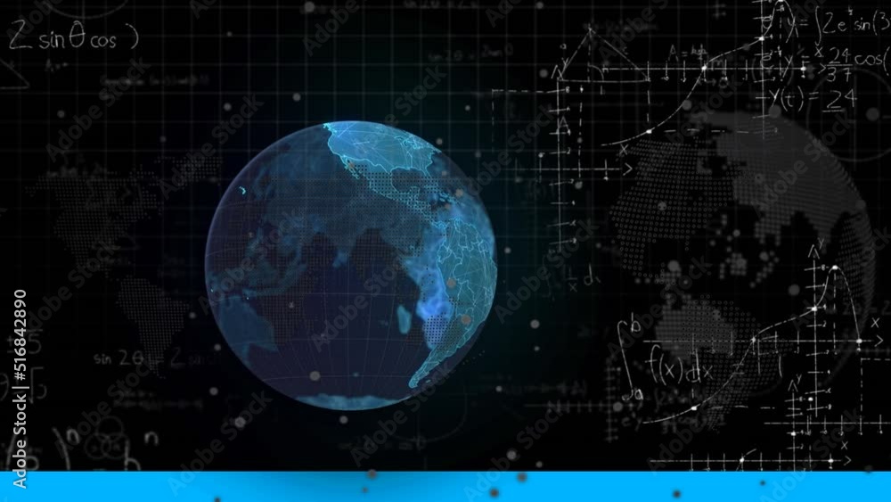 Animation of mathematical equations over globe Animation of mathematical equations over globe