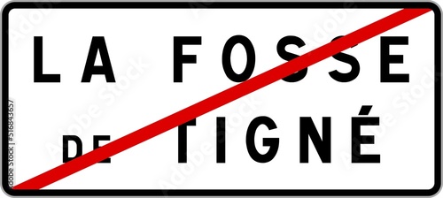 Panneau sortie ville agglomération La Fosse-de-Tigné / Town exit sign La Fosse-de-Tigné