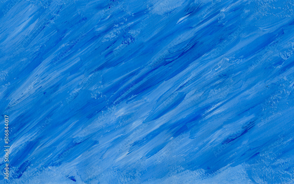 gouache paint brush strokes in blue colors, background and texture