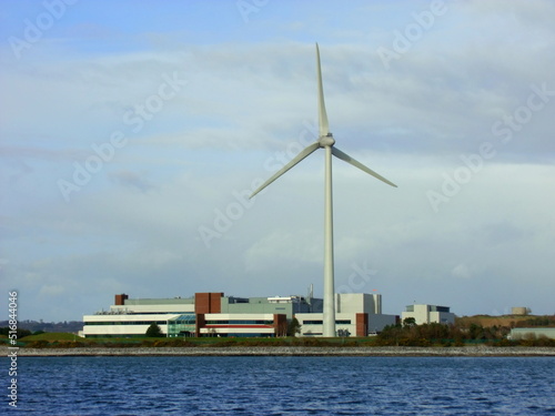 Power windmill of factory located at sea