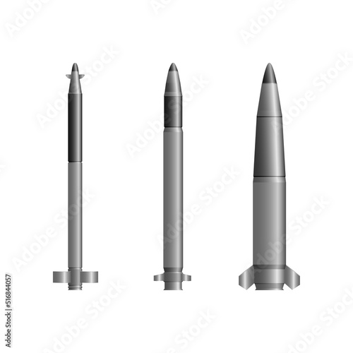 Set of rocket for MLRS. Missiles. Vector illustration military weapons. photo