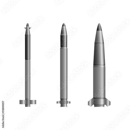Set of rocket for MLRS. Missiles. Vector illustration military weapons.