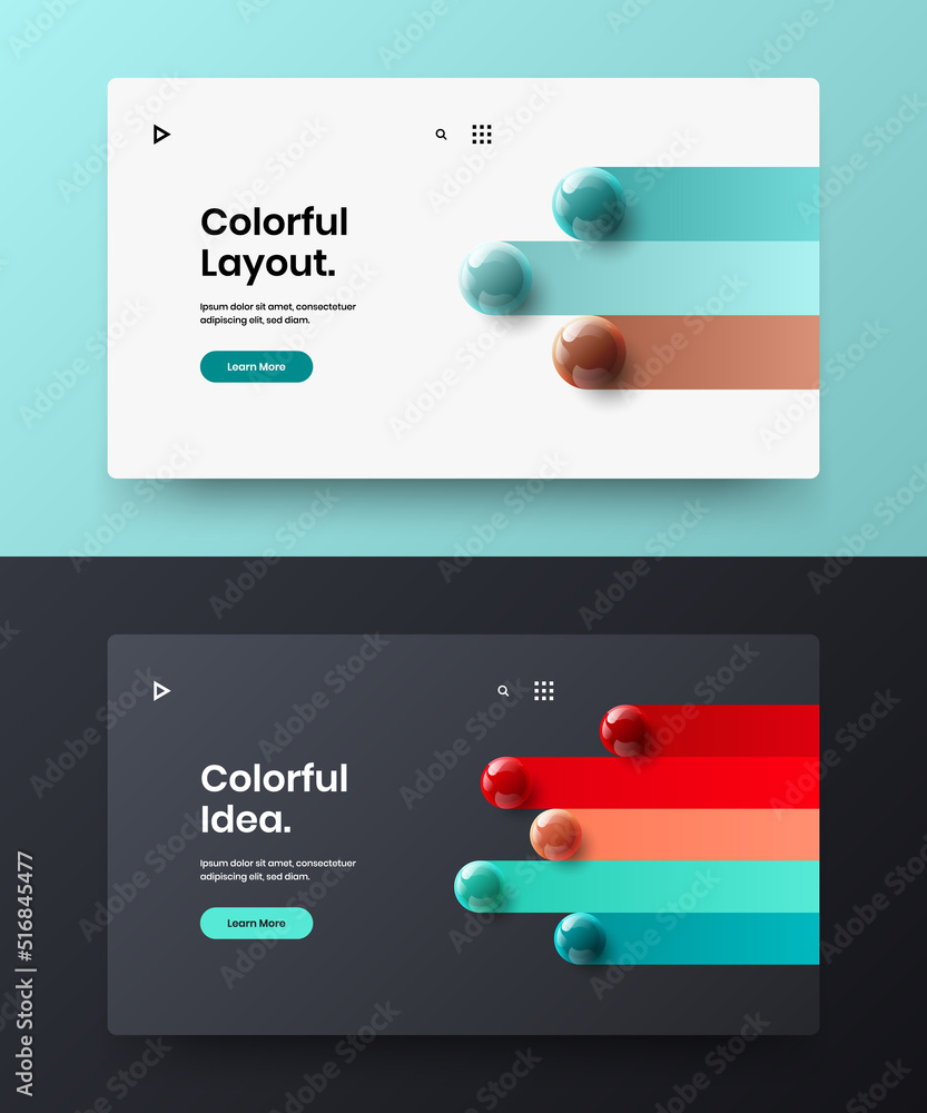 Abstract brochure design vector template set. Original realistic spheres corporate identity illustration composition. Abstract brochure design vector template set. Original realistic spheres corporate identity illustration composition.